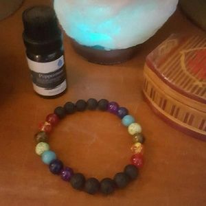 Chakra and lava bead bracelet